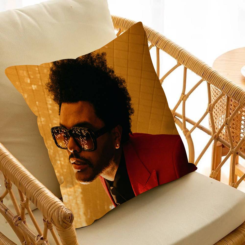 Music Album Star T-The Weeknd Hip Hop Print Pillow Covers Sofa Decorative Home Double-sided Printing Short Plush Cushion Cover