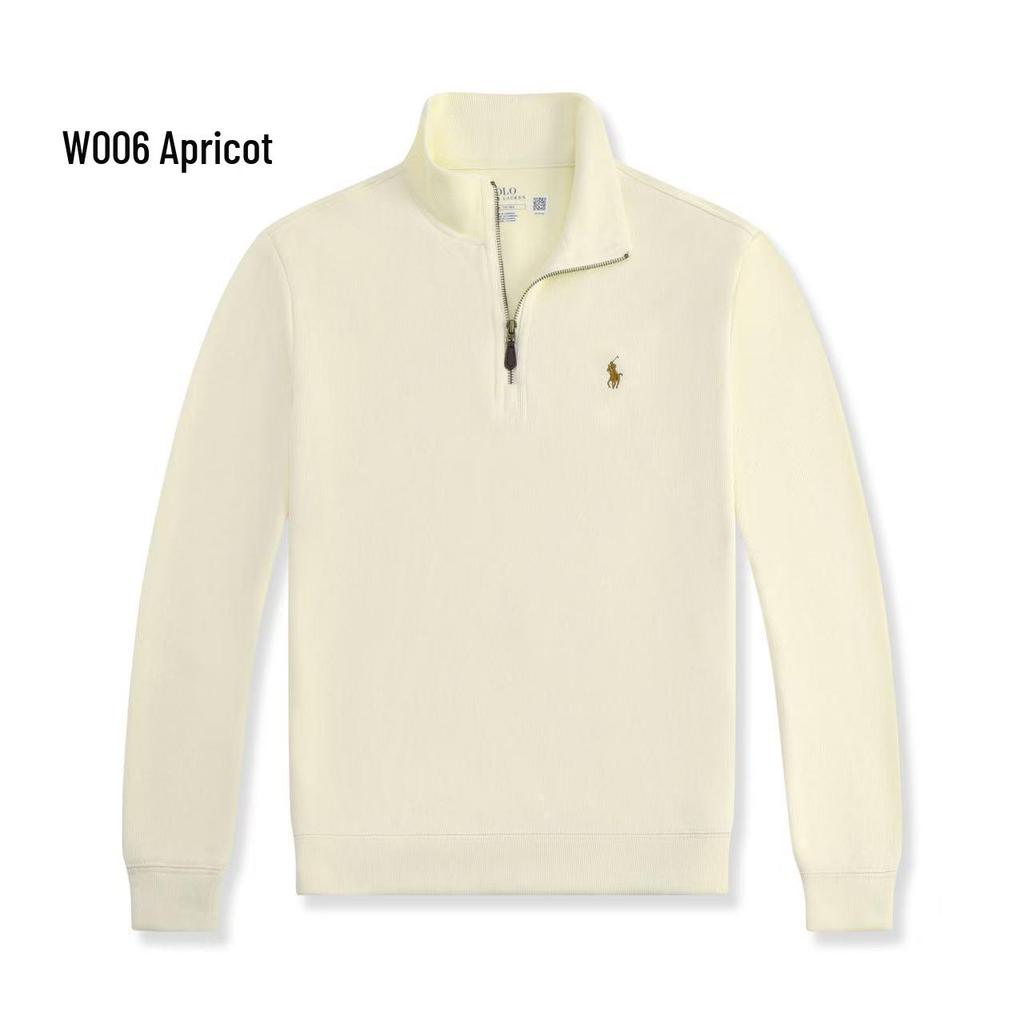 סריג גברים RL עם רקמת פוני וחצי רוכסן - סתיו חדש, סוודר קז'ואל רפוי ורב-תכליתי