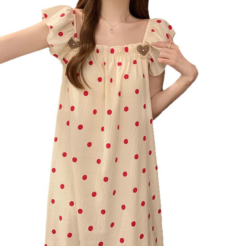 Women's Cloud Cotton Camisole Nightgown with Built-in Bra, Princess Style, Long Lapel Design for Summer 2026.