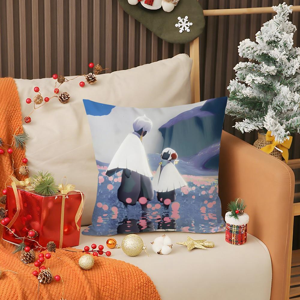 S-Sky Children of the Light Pillow Case Anti-dustmite Pillow Invisible Zipper Silky Short Plush Sofa Cushion Cover
