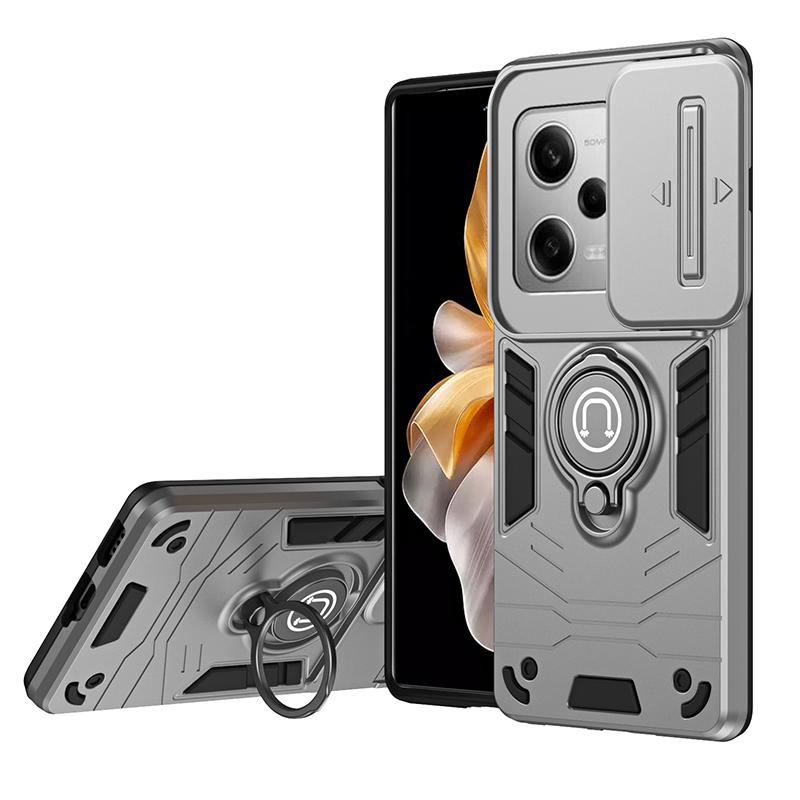 For POCO X5 Slide Camera Lens Protector Armor Case For Xiaomi Poco X5 Pro Military Grade Bumpers Magnet Ring Cover For POCO X5