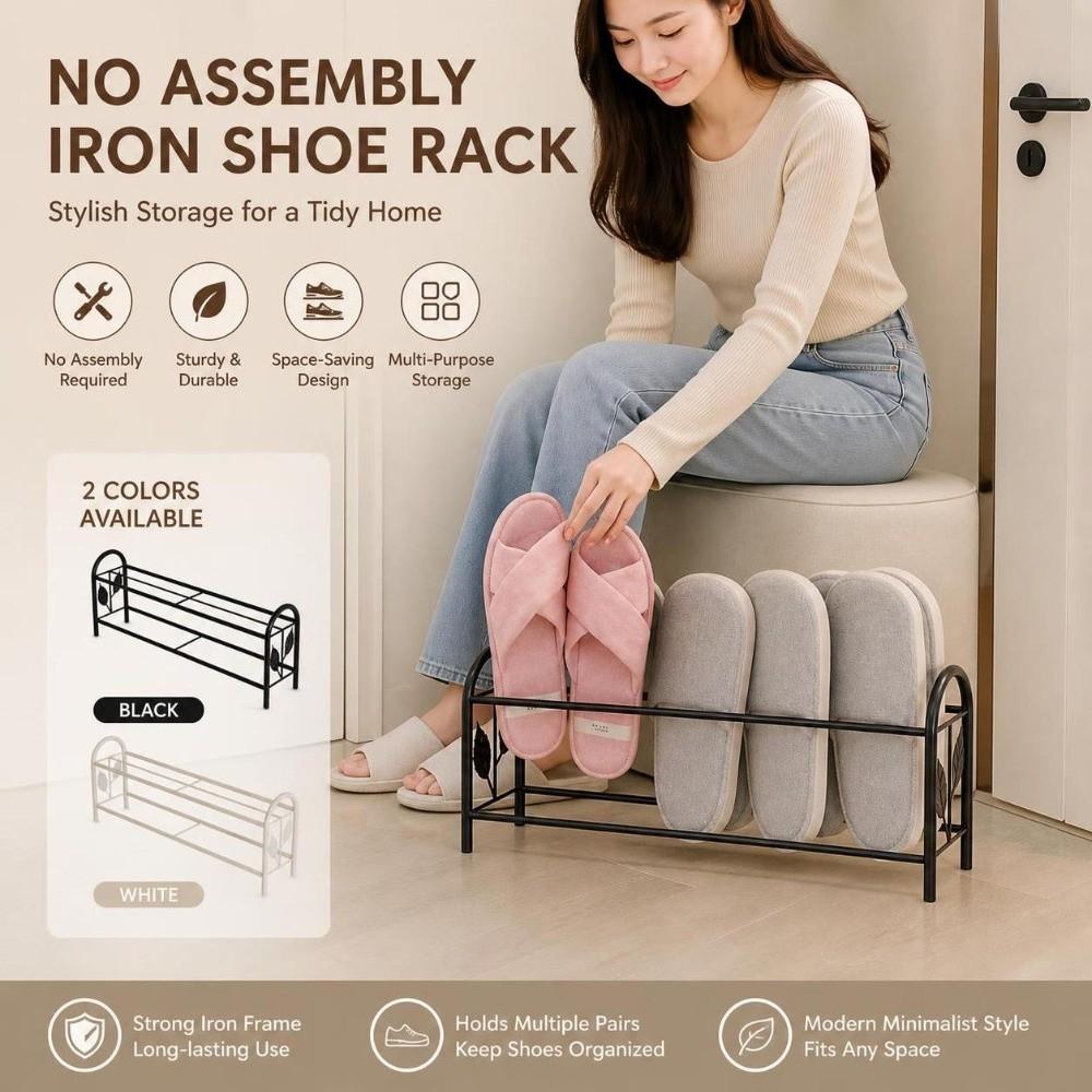 Metal Shoe Organizer Rack Two-Layer Shoe Storage Shelf Home Storage Shelf For Entrance Bathroom