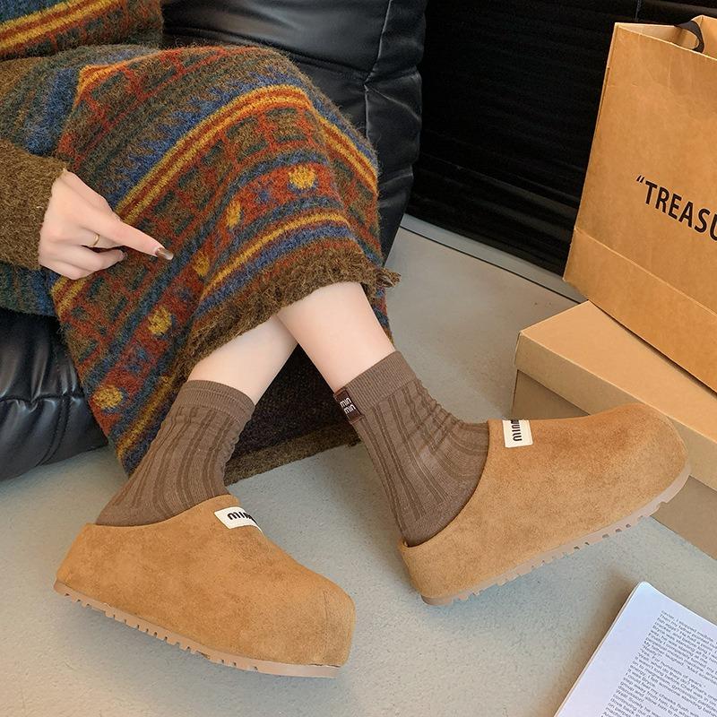 Thick-soled bag head slippers for women to wear autumn new letters, one pedal, lazy big head and half slippers