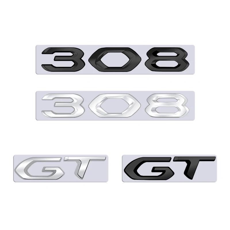 For Peugeot 308 GT Car 3D Metal Letters Logo Badge Decals Sticker Car Auto Rear Trunk Alphabet Emblem Styling Stickers