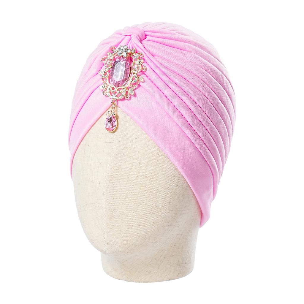 Muslim Fashion Women Elastic Alloy Drill Twist Knot Hat Chemo Cap Cancer Hat Islamic Femme Headscarf Indian Hat Headband Turban
