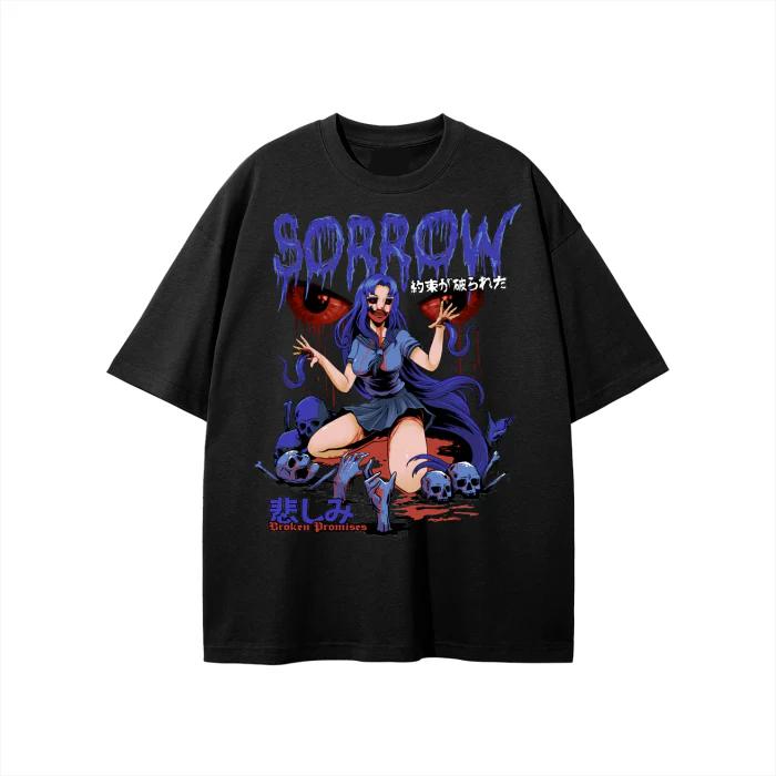 Black Appearance for Anxiety Anime Grunge Art Retro Style Summer Casual TShirt Unisexs and Womens Luxury Brand Top Art Logo