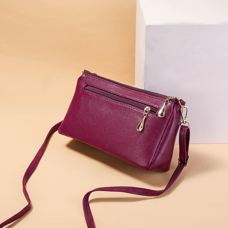 Popular Simple Female Daily Bag Daily Shopping Multi-Layer Money Purse Solid Color Pu Litchi Pattern Shoulder Crossbody Bags Quality