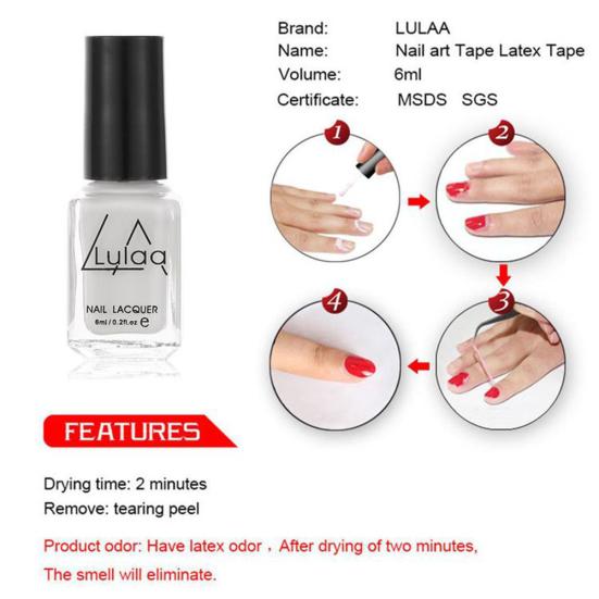 Quick Dry Nail Art Polish Glue Peel Off Liquid Tape Cuticle Guard Manicure Tool