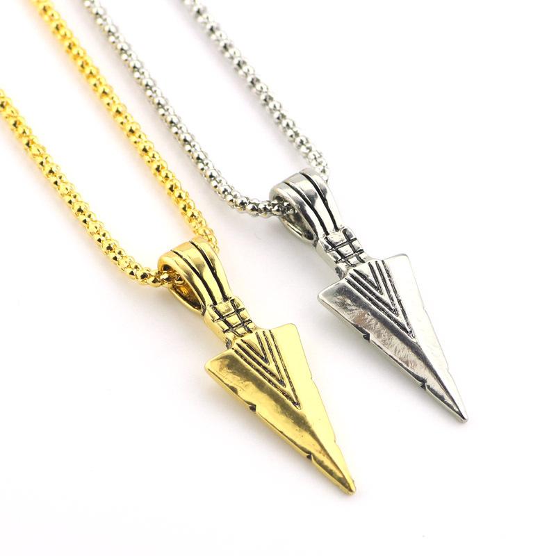 1PC Triangular Spearhead Men's Alloy Vintage Arrow Pendant Necklace