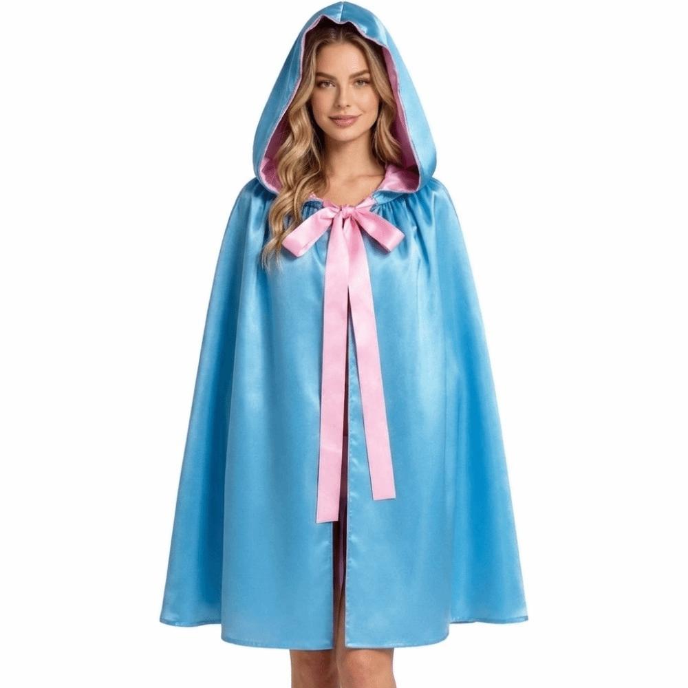 Blue Pink Gothic Costume Cape Solid Color Hooded Cape Cute Halloween Cloak Halloween