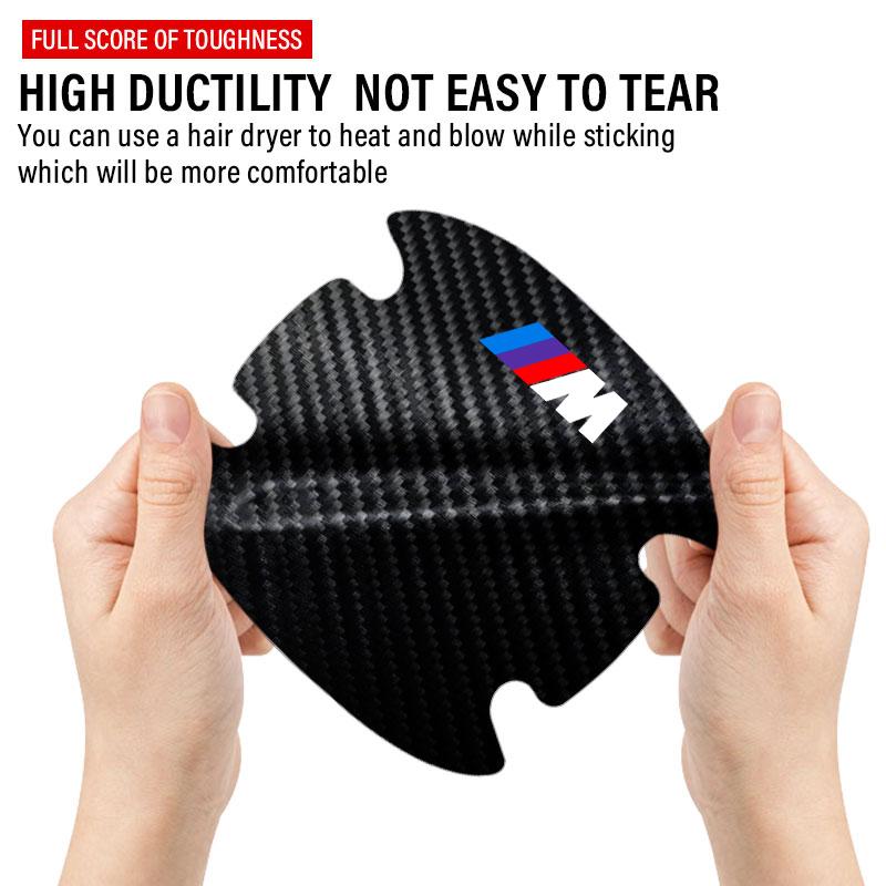 4PCS Car Door Handle Protection Sticker Emblem Car Decoration Styling For BMW M E34 E36 E60 E90 E46 E39 E70 F10 F20 F30 X5 X6 X1 M3 M5 M6 E71 F01 F02