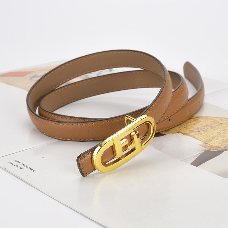 Women's Summer Versatile Ins Trendy and Fashionable Personalized Decorative Cross Pattern New Genuine Leather Retro Trousers Belt Thin