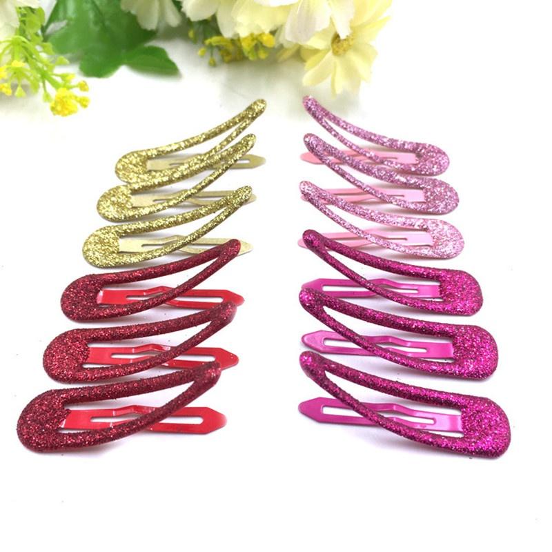 4Pcs/Set Korean Fashion Kids Accessories Glittering Solid Hairpins Girls Birthday Gift Princess Style Lovely Headwear Hair Clips