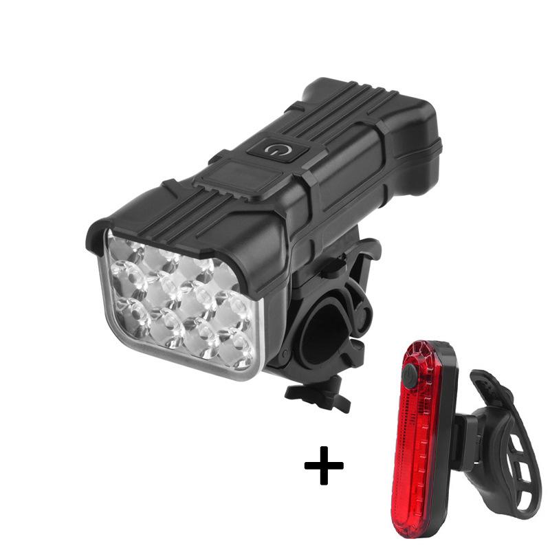 New 12LED Bicycle Horn Light High Brightness USB Rechargeable Mountain Bike Front Light with Digital Display