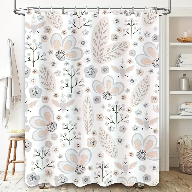 Soft Stylish Shower Curtain Floral Design for Bathrooms