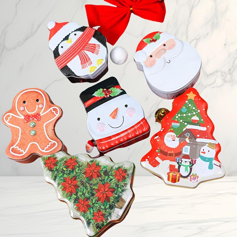 Kerst Peperkoek voor Man Metalen Geschenkdoos Feestelijk Rood Wit Design met Kerstmuts, Sneeuwpop en Peperkoekmannetje Perfect voor Koekjes, Snoep