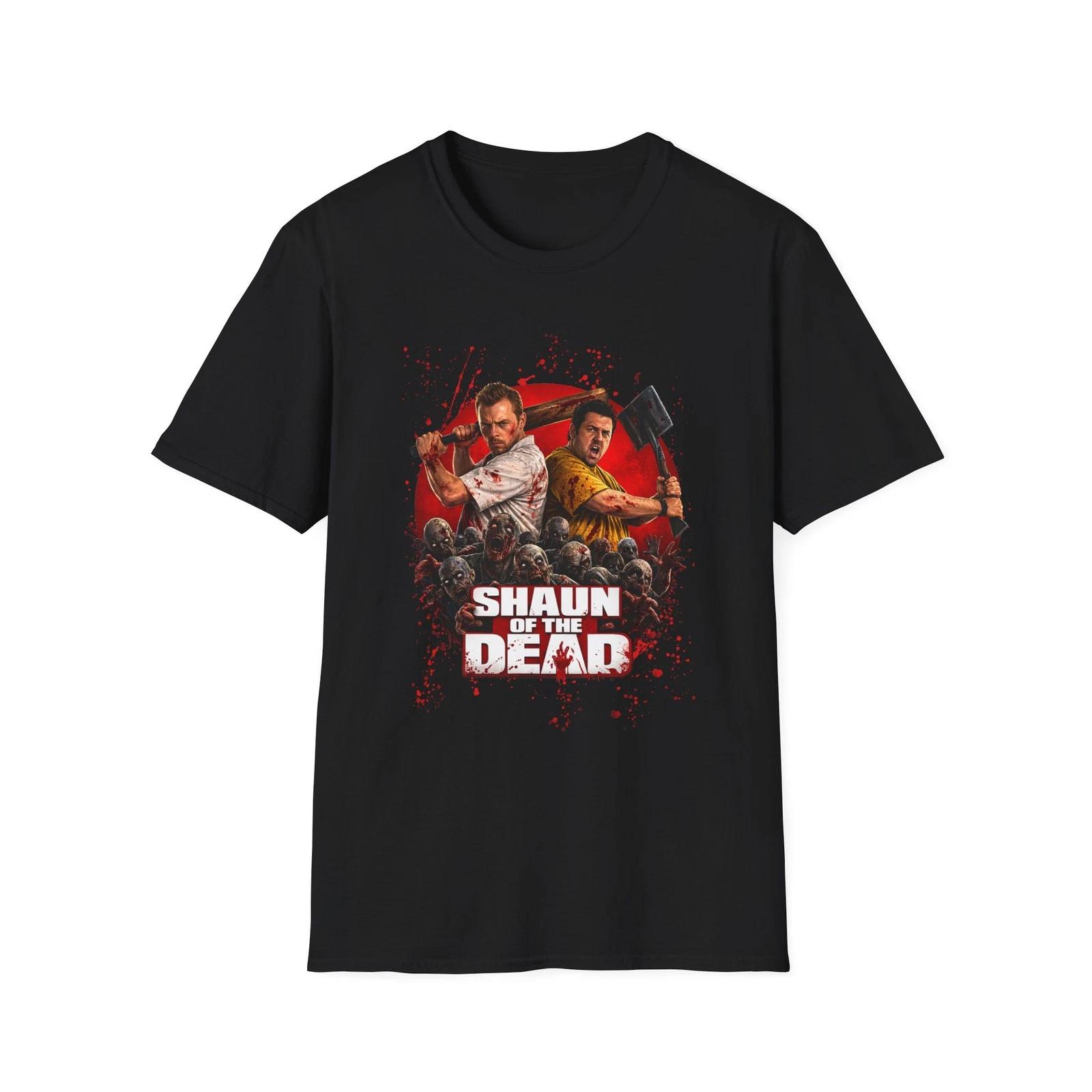 ZX Summer Hot Selling Shaun of The Dead Tshirt Horror Movie Poster Design Mens Round Neck Short Sleeved Tshirt S