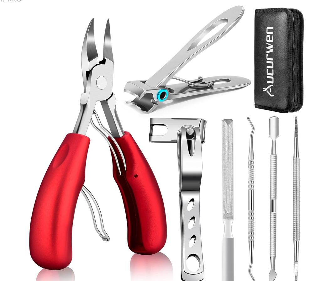 5PCS/7PCS Set Heavy Duty Nail Clippers Angled Head Large Toenail Clippers Ingrown Toe Nail Clippers for Thick Toenails Seniors
