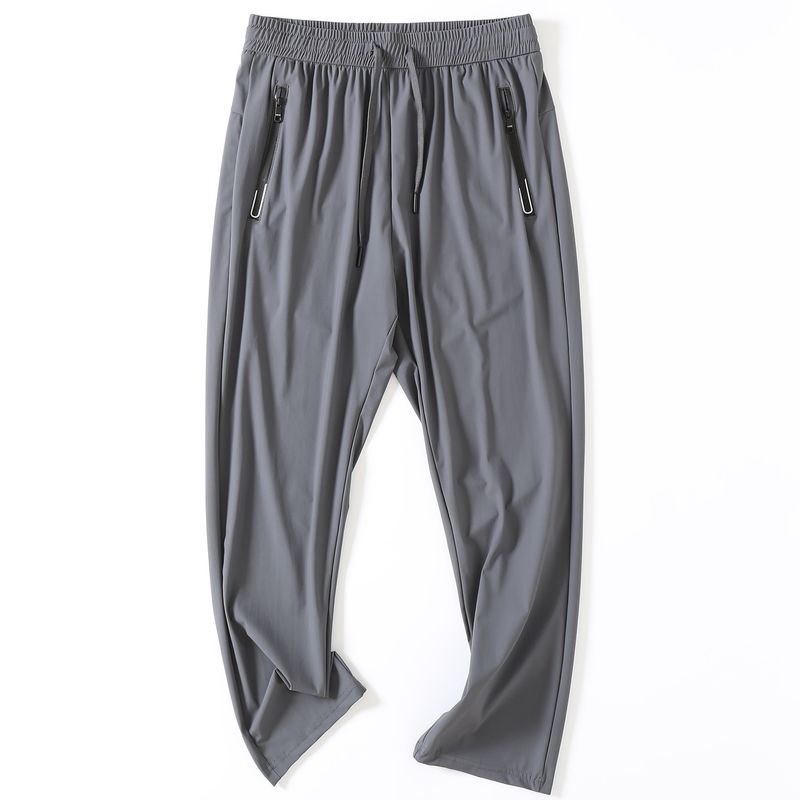 Export Export Tail Single Summer Thin Straight-leg Casual Pants Men's Fashion Brand Ankle Banded Ice Silk Quick-Drying Stretch Sports Pants
