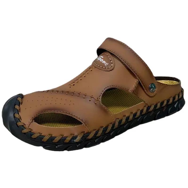 Pair of Shoes Men Hand-stitched Outdoor Closed Toe Leather Sandals