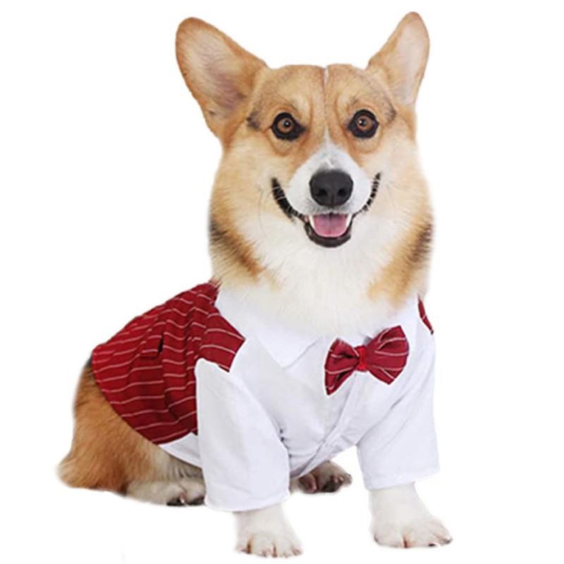 Cămașă Câine Animal de Companie Haine Câine Mic Costum Elegant Papion Cămașă Nuntă Costum Tuxedo Formal Cu Papion Cățeluș Pisică Bulldog Îmbrăcăminte