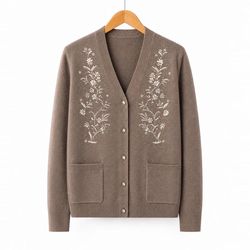 Women's Floral Embroidered V-Neck Knitted Cardigan
