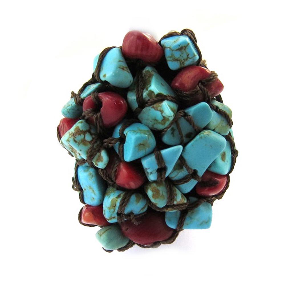 Les Trésors De Lily [N4636] - Red Turquoise 'Mineralia' Ring