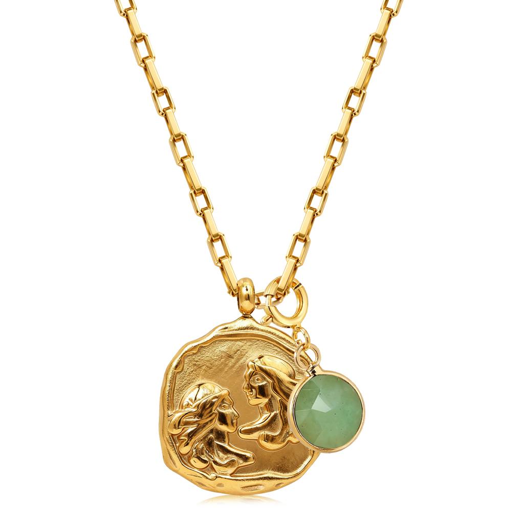 12 Zodiac Stainless Steel Women's Necklace Birthstone Zodiac Round Pendant Necklace Sweater Chain Amulet Color Christmas Gift