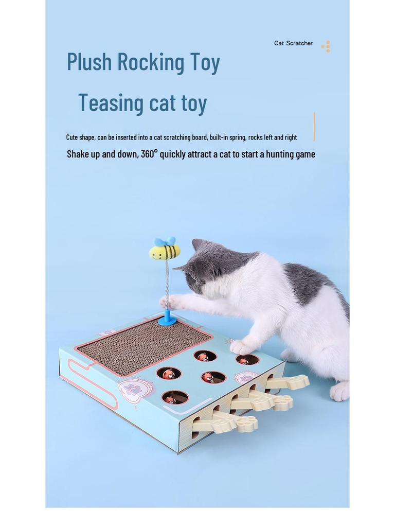 Five-Hole Cat Scratcher & Teaser with Corrugated Paper for Claw Grinding