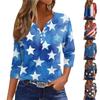 Women's T Shirt Tee Print Button 3/4 Sleeve Daily Weekend Fashion Basic V Neck Regular Top