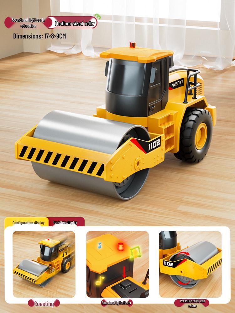 Extra Large Alloy Engineering Toy: Roller, Excavator, Bulldozer, Loader for Boys Aged 2-3 Years