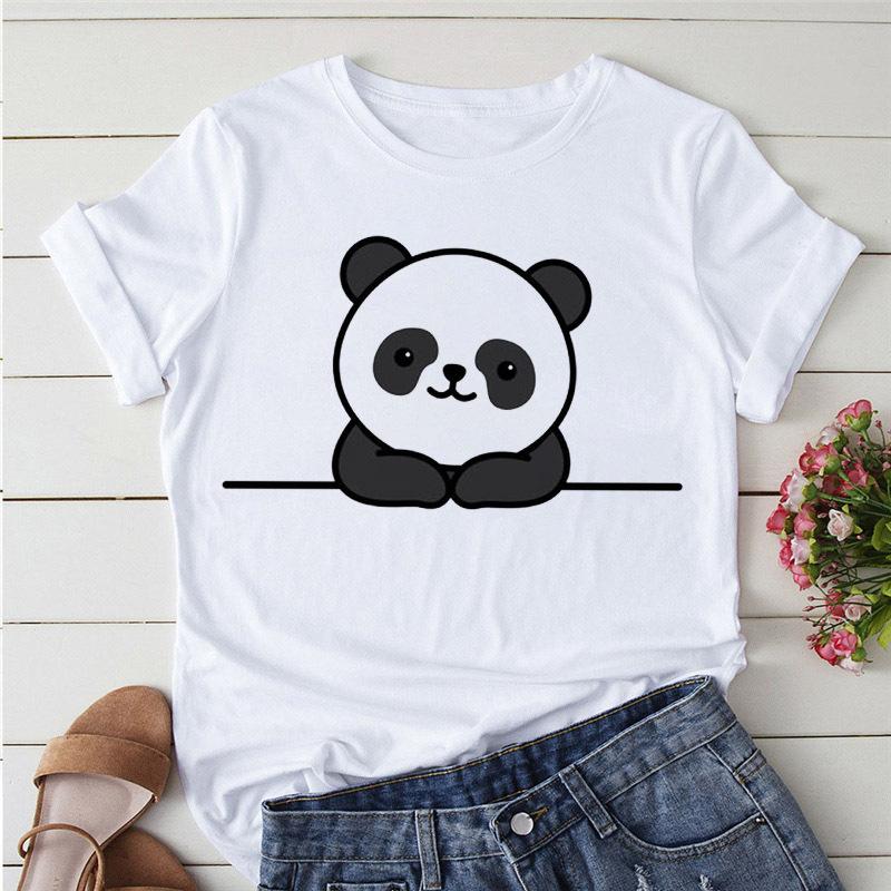 Summer Tshirts Cartoon T Shirt Unisex Kawaii Panda Yoga Print Graphic T Shirts Cute Girl Harajuku Anime Cartoon Female Clothes