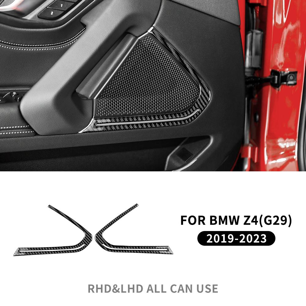 Real Carbon Fiber Car Door Speaker Cover Audio Frame Decoration Trim Sticker for BMW Z4 G29      Accessories