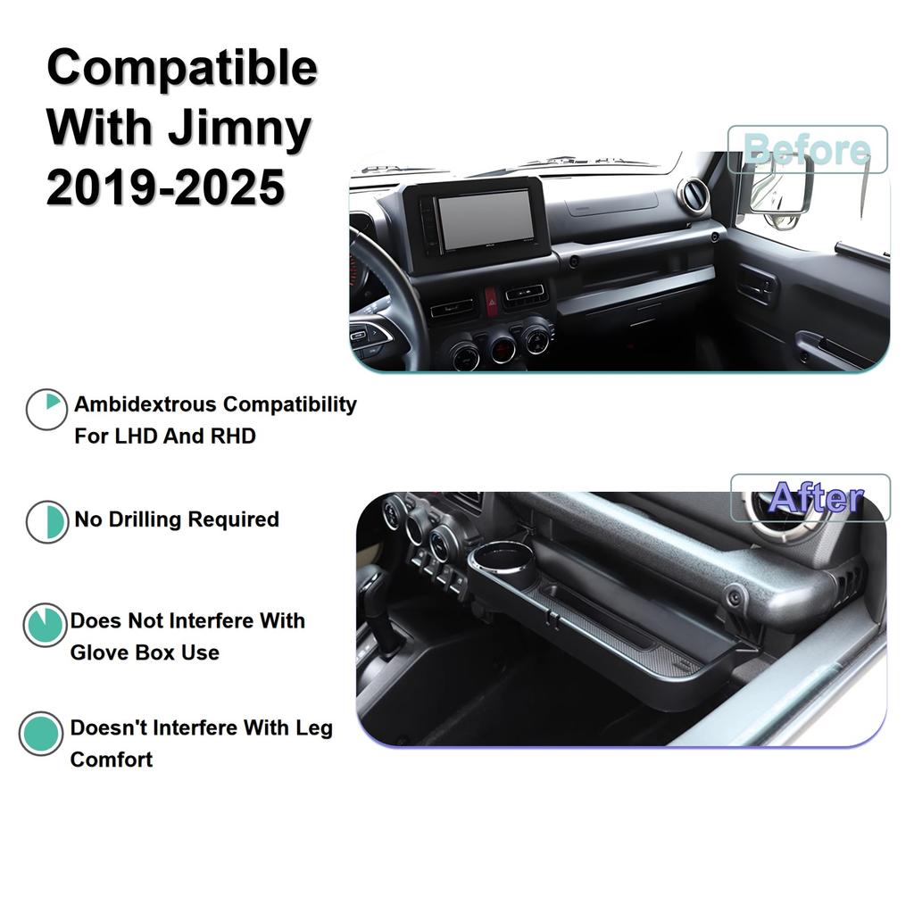 Car Co-pilot Handle Expansion Storage Box Organizer Tray Cup Holder for Suzuki Jimny JB64 JB74 JC74 2019-2026 Interior Accessory