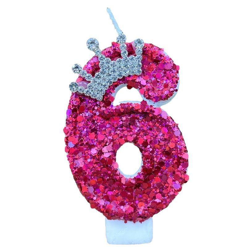 Pink Children's Birthday Number Candles Girl And Holders Surprises Candle Sparkles Cake Decoration Funny Lighting Lamps Candles