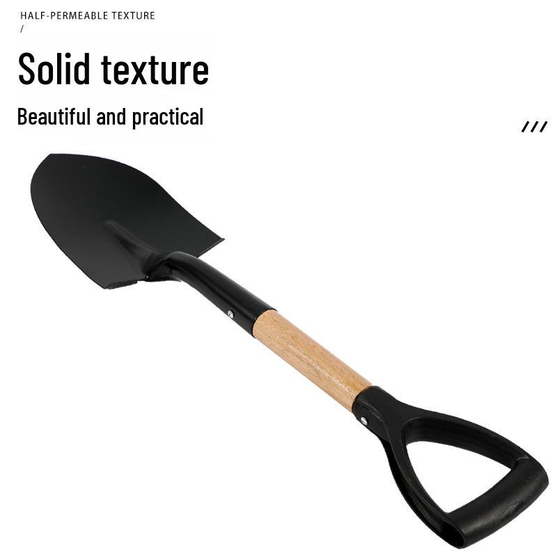 Large Wooden Handle Garden Shovel - Manganese Steel Soil Digging Spade for Outdoor Use