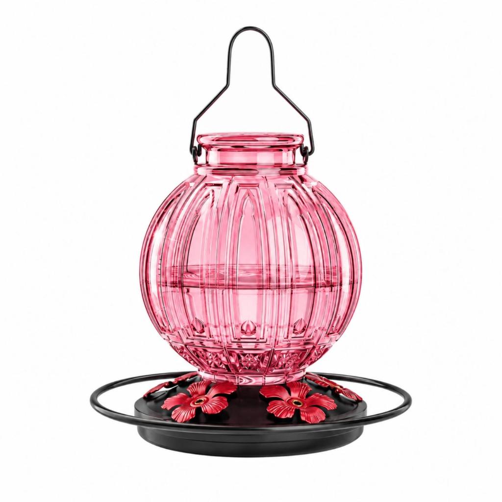 Handmade Glass Nectar Feeder Outdoor Easy to Refill for Bird Watchers,