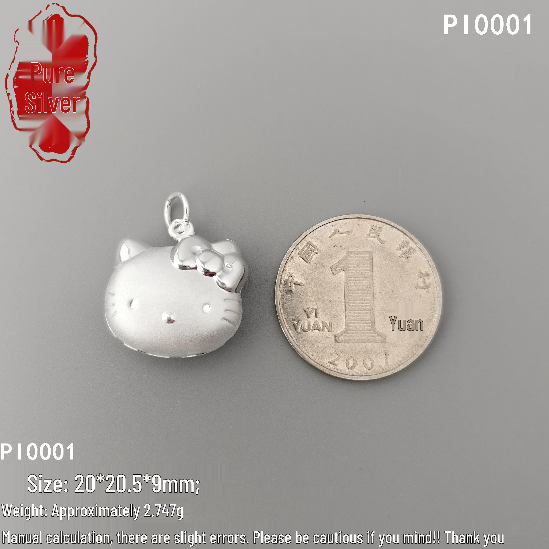 999 Sterling Silver Cat Pendant Necklace with Braided Rope, Handmade Cute Korean-Style Jewelry. 999 Sterling Silver: One Price