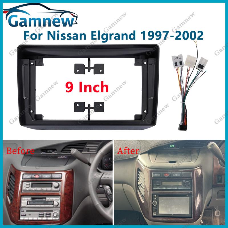 9 Inch Car Frame Fascia Adapter For Nissan Elgrand 1997-2002 Android Radio Dash Fitting Panel Kit