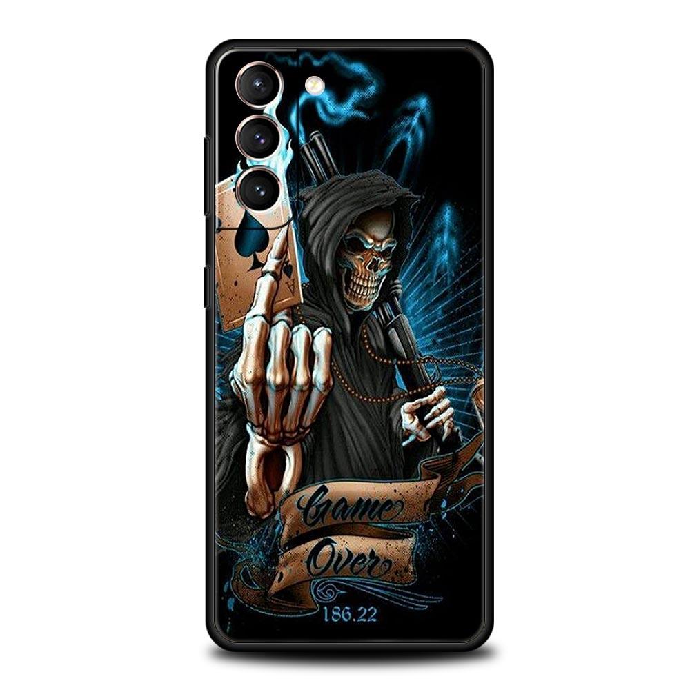 Skull Skeleton Grim Reaper Fashion Phone Case For Samsung Galaxy S24 S23 S22 S20 Ultra S21 FE 5G S10 S9 Plus S10E Silicone Cover