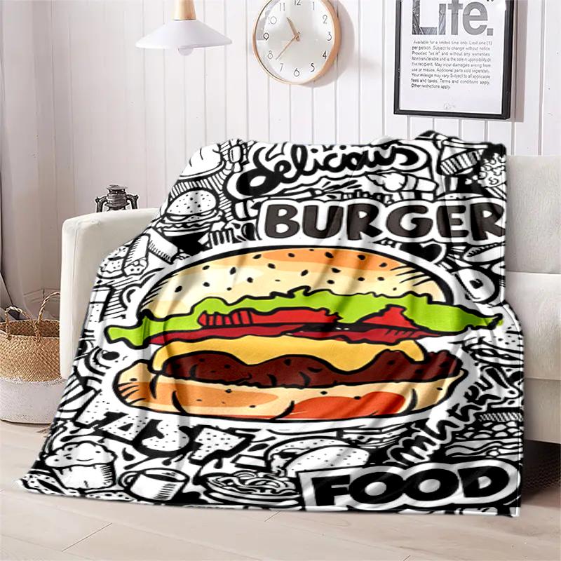 

1PC Food Elements printed blanket, all season lightweight home office outdoor nap multifunctional blanket A3 80cm x 120cm