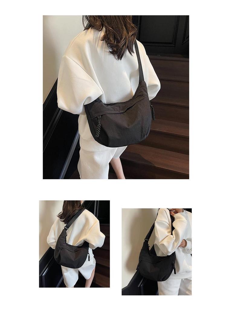 Women's Sporty Oxford Canvas Crossbody Bag - Large Capacity, Solid Color, Fashionable Dumpling Style