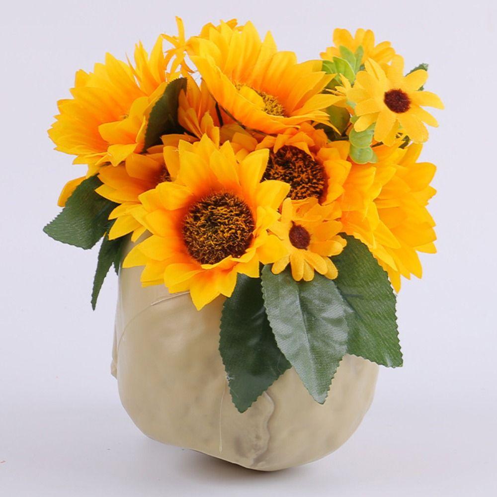 With Flower Sunflower Skull Ornament Plastic Halloween Decoration Prop Skull Statue  Living Room