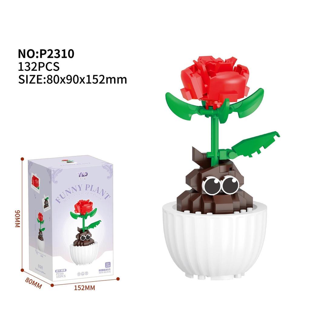 Kytice z květin Bonsai Stavebnice Umělý Plast Rostlinný Prachový Kryt Mikromodel Domácí Dekorace Hračka Pro dítě Dárek k narozeninám