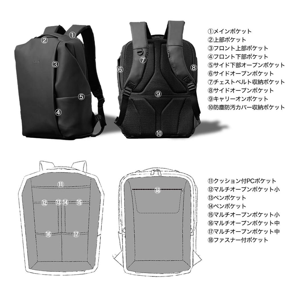 KLON Zaino Impermeabile e Leggero per Uomo e Donna, Nero, Design Semplice, Zaino Rivestito Opaco-FFX02