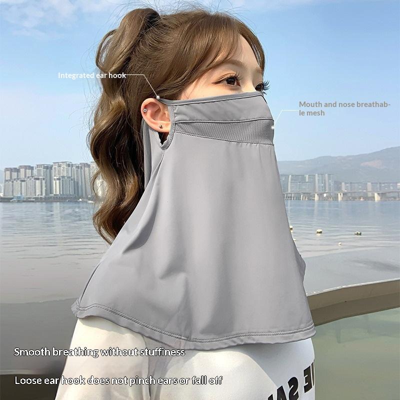 UV Protection Ice Silk Sunscreen Face Mask Neck Cover with Brim Outdoor Cycling Sun Protection Hat