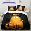 Cat and Fish Pattern Bedding Quilt Set  Home Decoration  Gift (1 * duvet cover + 2 * pillowcase  without core)