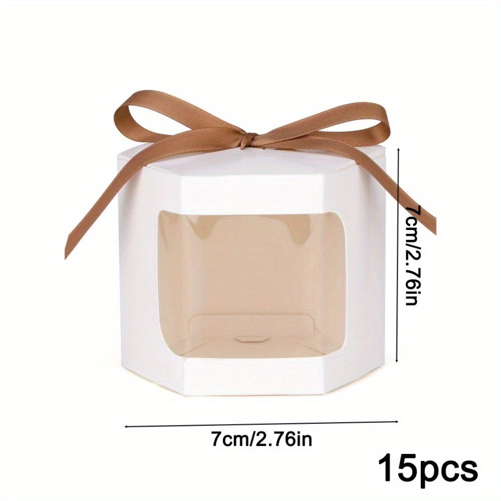 

15pcs Treat Boxes with Window Gift Containers Kraft Paper Hexagonal Gift Boxes Gift Wrap Boxes for Birthdays Parties Weddings Festivals 15pcs white