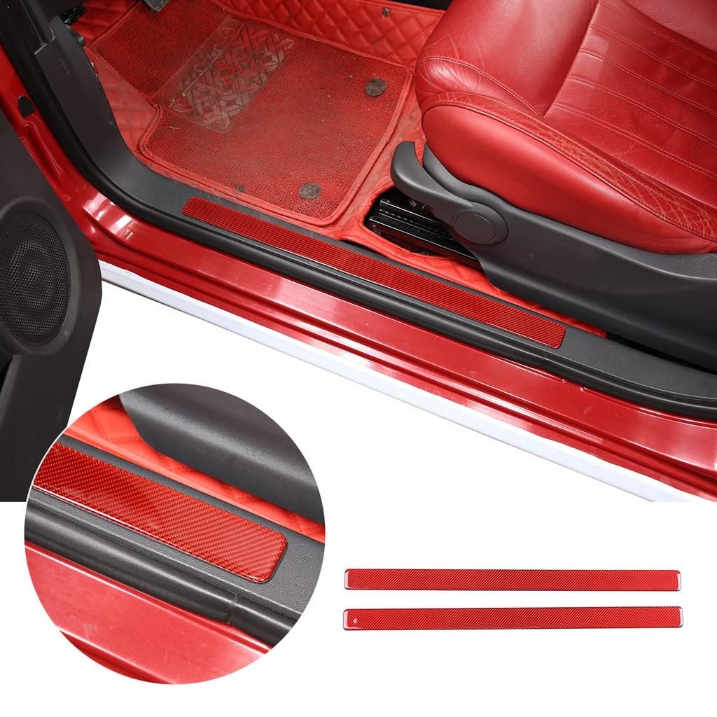 Hcilloend Side Step Side Scuff Plate Covers for New Fiat 500 Luxury Scratch Scratch Stain Carbon Easy Interior Custom Car Carbon Fiber Set of 2