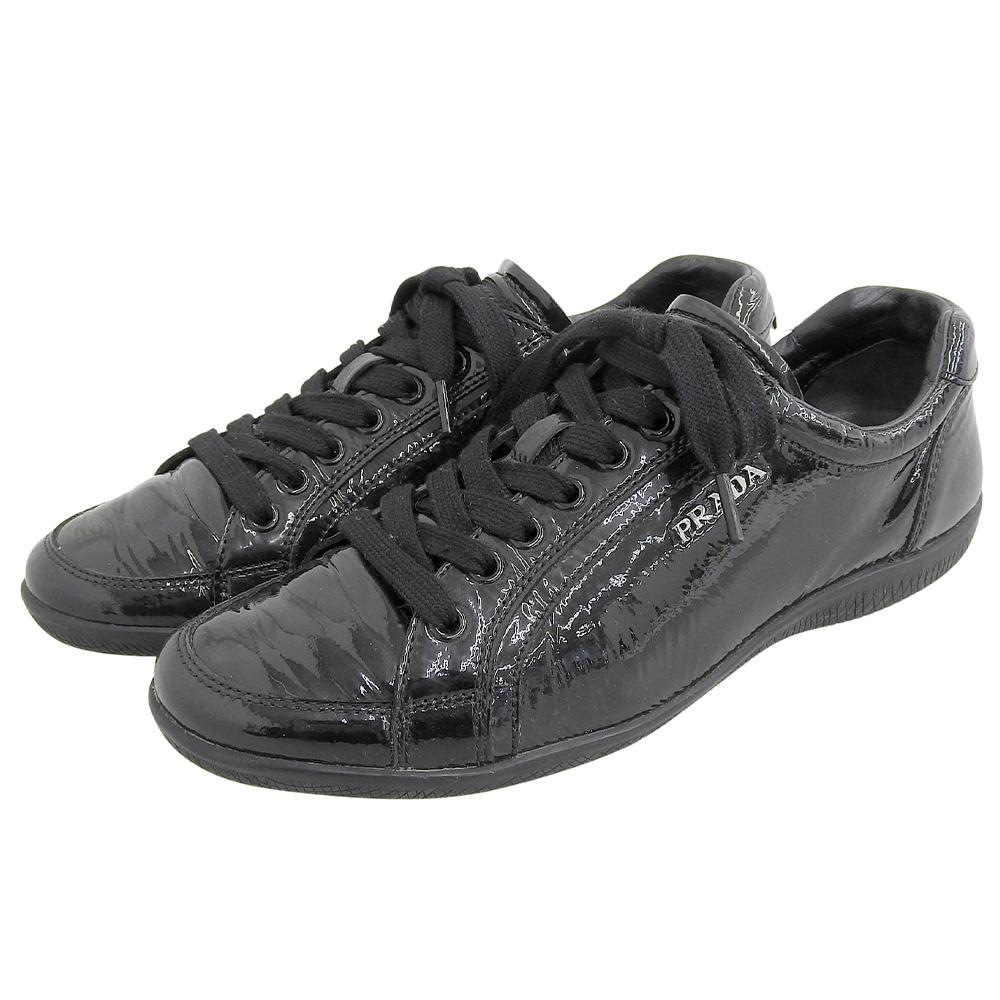 PRADA SPORT Patent leather low-top sneakers, women's, black, size 36, 3E5620 shoes 36 blackUsed